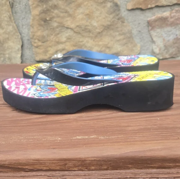 Brighton Multicolor Flip Flops with Black Straps - Picture 8 of 10